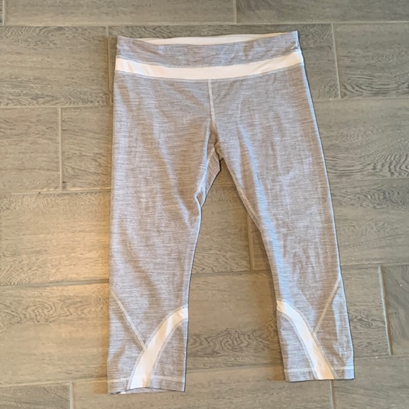 lululemon athletica Pants - Lululemon white striped leggings size 10